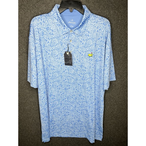 2024 MASTERS TECH Men's Performance Golf Polo Shirt Blue Paisley Shirt XL NWT
